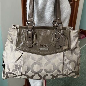 Coach  Ashley  satchel  shoulder bag
Monogram canvas light gray / dark gray EUC